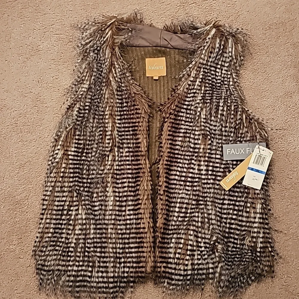 BRAND NEW WITH TAGS, TAKARA FAUX FUR VEST